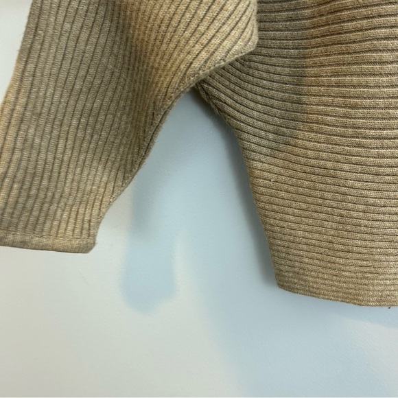Anthropolgie Kendall Ribbed Cropped Light Brown Cozy Sweater Medium - Picture 7 of 11